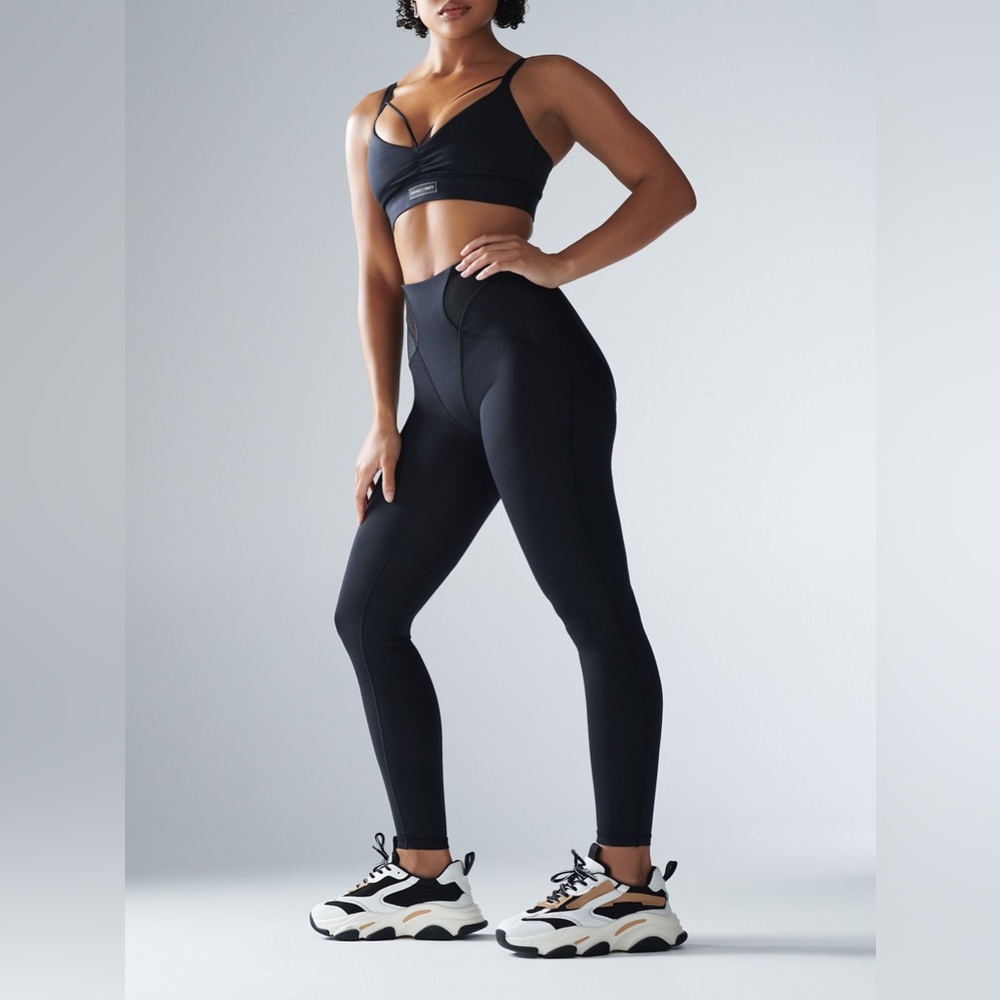 Savage X fenty black contour ribbed high waist sculpt leggings S gym workout